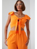 Orange crop top set with wide pants 8108 - Online store - Boutique